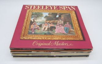 A collection of Steeleye Span and related 12" vinyl records, including Tim Hart, Maddy Prior, June