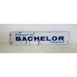 A vintage Player's Bachelor Tipped enamelled advertising sign - Overall size 34cm x 148cm