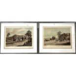 Two framed Aquatints by Richard Gilson Greeve of "One mile from Gretna" and "A false alarm on the