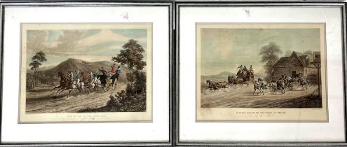 Two framed Aquatints by Richard Gilson Greeve of "One mile from Gretna" and "A false alarm on the