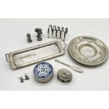 A small collection of silver plated and SCM items along with a pair of 925 silver articulated