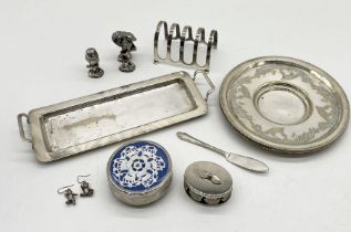 A small collection of silver plated and SCM items along with a pair of 925 silver articulated