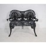 A weathered bistro style cast aluminium garden bench - length 101cm