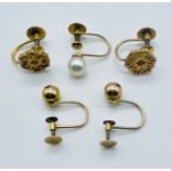 Two pairs of 9ct gold earrings along with one single 9ct earring, total weight 3.6g