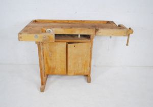 An Sjobergs wooden workbench, made in Broderna, Stockaryd, Sweden - length 138cm, depth 76cm, height