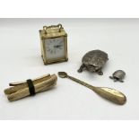 A collection of various items including trench art spoon with impressed dedication "To Jess from Edd