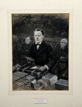 Henry Marriott Paget RBA (1856 – 1936) watercolour showing Winston Churchill addressing parliament