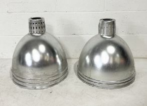 A set of six industrial aluminium ceiling pendants - height approx. 43cm