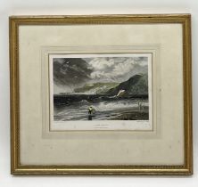 A coloured print of Lyme Regis by J.M.W. Turner R.A and engraved by W.B. Cooke - overall size 42cm x