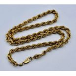 An 18ct gold rope chain, weight 26.8g