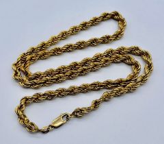 An 18ct gold rope chain, weight 26.8g