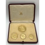 A George VI coronation gold proof Set 1937, 4 coins comprising: £5, double sovereign, sovereign