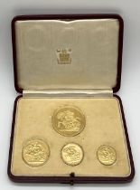 A George VI coronation gold proof Set 1937, 4 coins comprising: £5, double sovereign, sovereign