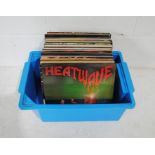 A collection of funk and soul 12" vinyl records, including Heatwave, The Temptations, Pointer
