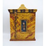 A Continental painted wall hanging cupboard - length 43cm, depth 27cm, height 61cm