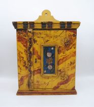 A Continental painted wall hanging cupboard - length 43cm, depth 27cm, height 61cm