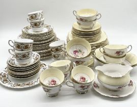 A Royal Albert part dinner service with Rose pattern design along with a Royal Stafford "Clovelly"