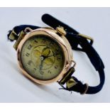 A Victorian 9ct rose gold wristwatch