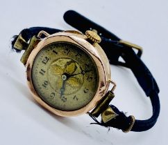 A Victorian 9ct rose gold wristwatch