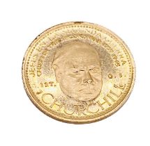 A "Chiefs in the Second War" gold coin of Venezuela with image of Winston Churchill - weight 1.6g