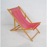 A vintage wooden framed deck chair, A/F