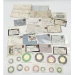 A collection of Victorian stamps on envelopes and loose, mainly penny reds, along with 19th