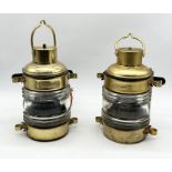 A pair of brass "Mast Head" ships lamps both converted to electric