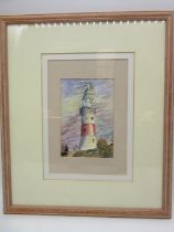 A watercolour of the Gibraltar lighthouse, signed John Seogalutze, 2012