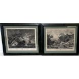 Two framed copperplate engravings of "La Nuit" The Night and "Le Soir" by Claude Joseph Vernet.