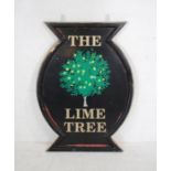 'The Lime Tree' wooden pub sign with metal hanging frame - 99cm x 133cm