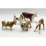 A collection of Beswick (a number with repairs as shown) including Hereford Bull along with an