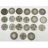 A collection of silver coinage comprising of florins and half crowns