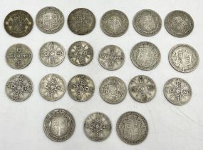 A collection of silver coinage comprising of florins and half crowns