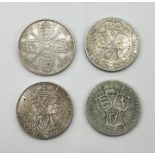 Four Victorian florins dated 1887, 1896, 1899 & 1900