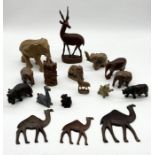 A collection of various carved wooden animals