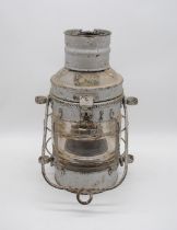 A large ship's lantern with nameplate reading "Davey, London 1925 Ship's Lamp" - 44cm high