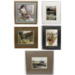 A collection of watercolours by Ena Rathbone including larger framed nude, all signed.