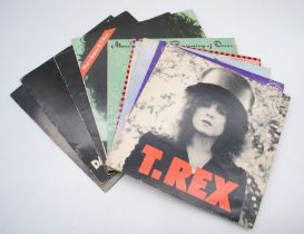 A collection of nine Marc Bolan and T. Rex vinyl records, including 'Slider', 'Futuristic