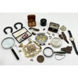 A collection of miscellaneous items including a bronze figure of a greyhound, advertising
