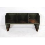 An industrial style metal three section unit - length 106cm, depth 30cm, height 56.5cm