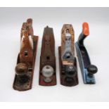 Four woodwork planes, including Macrome, Stanley Handyman, Millers Fall and Surform