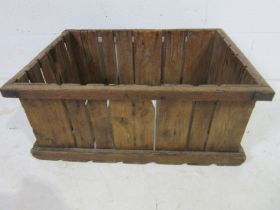 A vintage wooden metal bound crate, 69cm x 51cm x 21cm