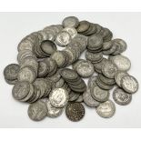 A large collection of silver and part silver shillings