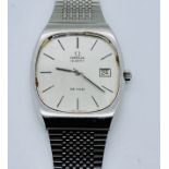 A vintage stainless steel Omega De Ville quartz wristwatch with original strap