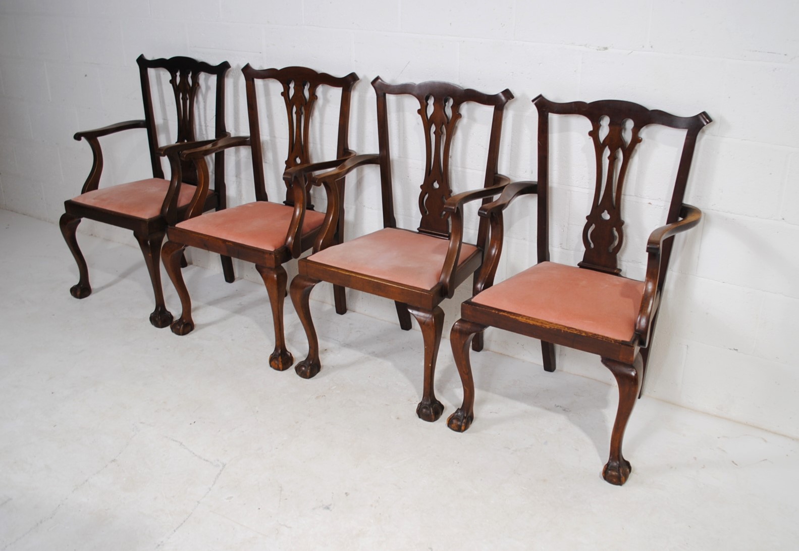 A set of four Hepplewhite style carver chairs raised on claw and ball feet - Image 3 of 7