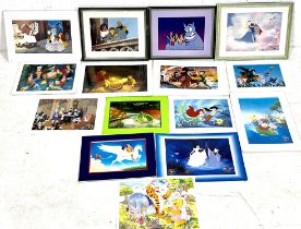 A collection of Disney lithographs and prints including Aladdin, Peter Pan, Hercules, Lady and the