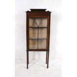 An Edwardian inlaid mahogany display cabinet - length 58cm, depth 28cm, height 145cm