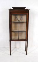 An Edwardian inlaid mahogany display cabinet - length 58cm, depth 28cm, height 145cm