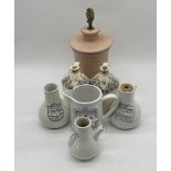 Three vintage "improved inhalers", plus two Victorian stoneware jugs etc