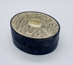 A lidded oval box with 925 silver panel
